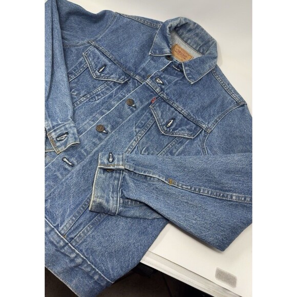 VTG Levis Denim Trucker Jacket Men’s Made In USA Large red  Tab size 38 paper - Picture 9 of 11